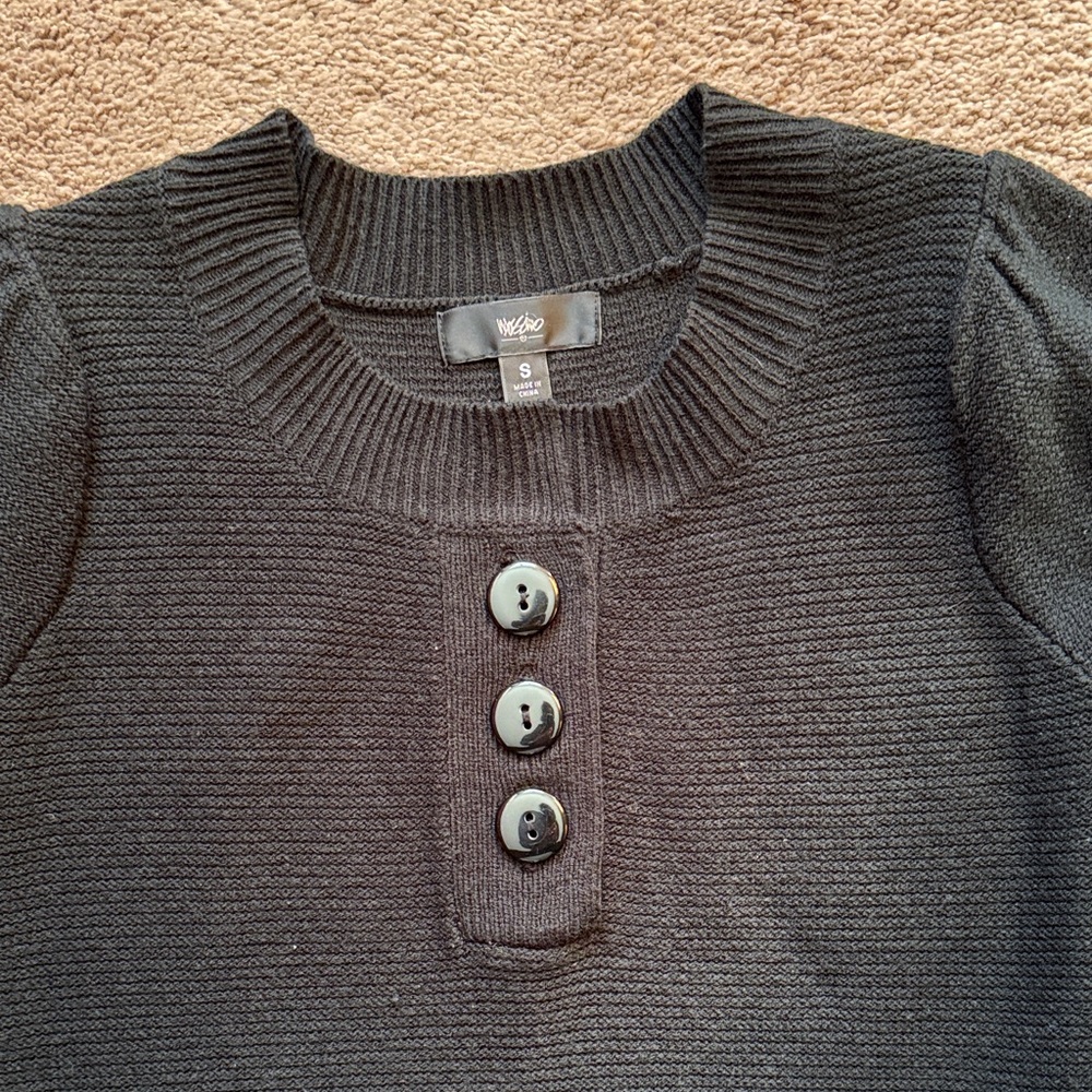 Mossimo Supply Co. Women’s Black Button-Front Knit Sweater Dress. Size Small - Picture 3 of 12